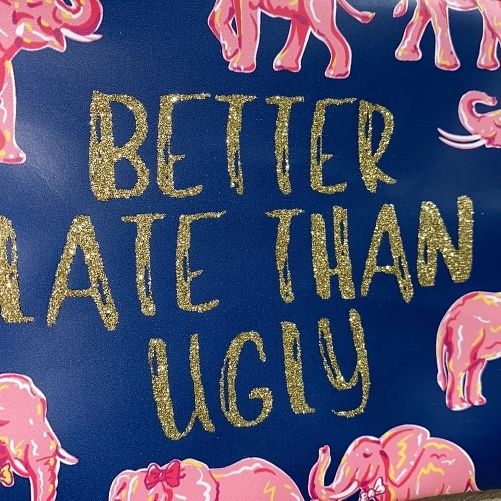Makeup Bag NWT Better Late Than Ugly elephant cute